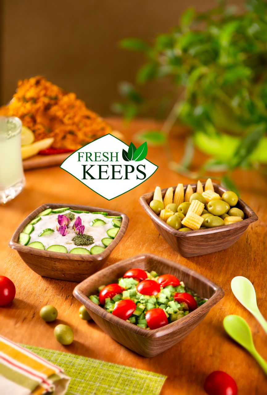 پک کاسه ۳ تیکه مربع طرح چوب